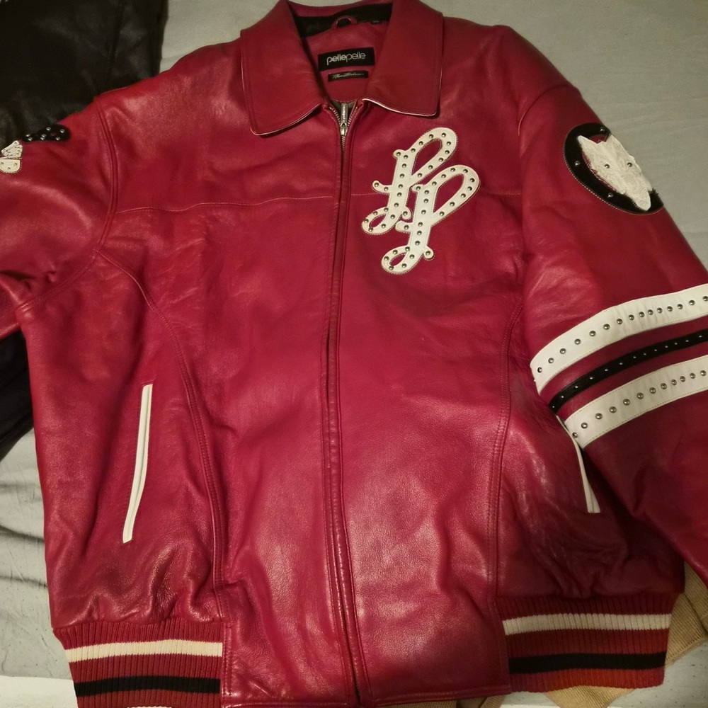 Pelle Pelle Red Leather Jacket with White and Black Accents
